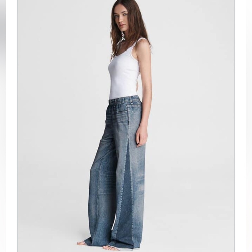 rag & bone Blue Wide-Leg Bootcut Jeans